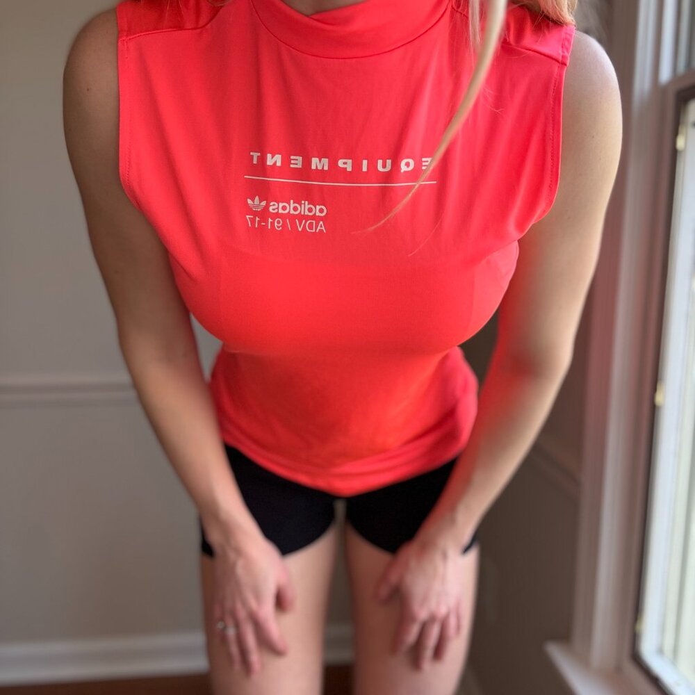 Adidas Equipment Nock Neck Tank Top in Neon Hot Pink